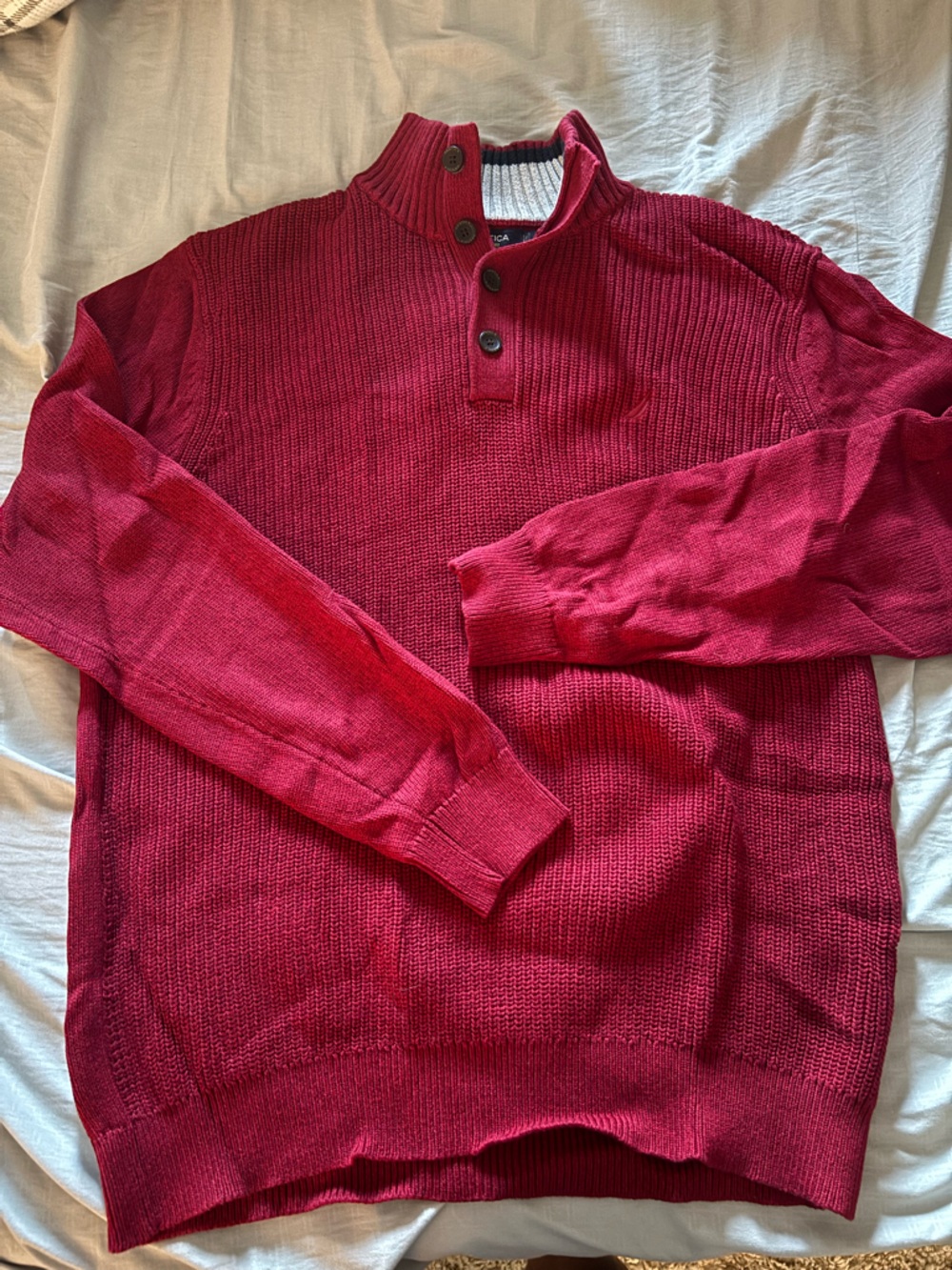 Nautica Men's Red Knit Crewneck Sweater